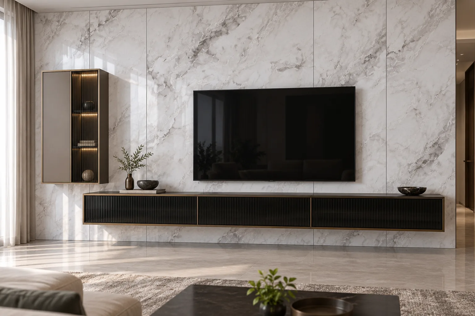 Aluminium Clay Horizontal TV Unit AI-generated design concept