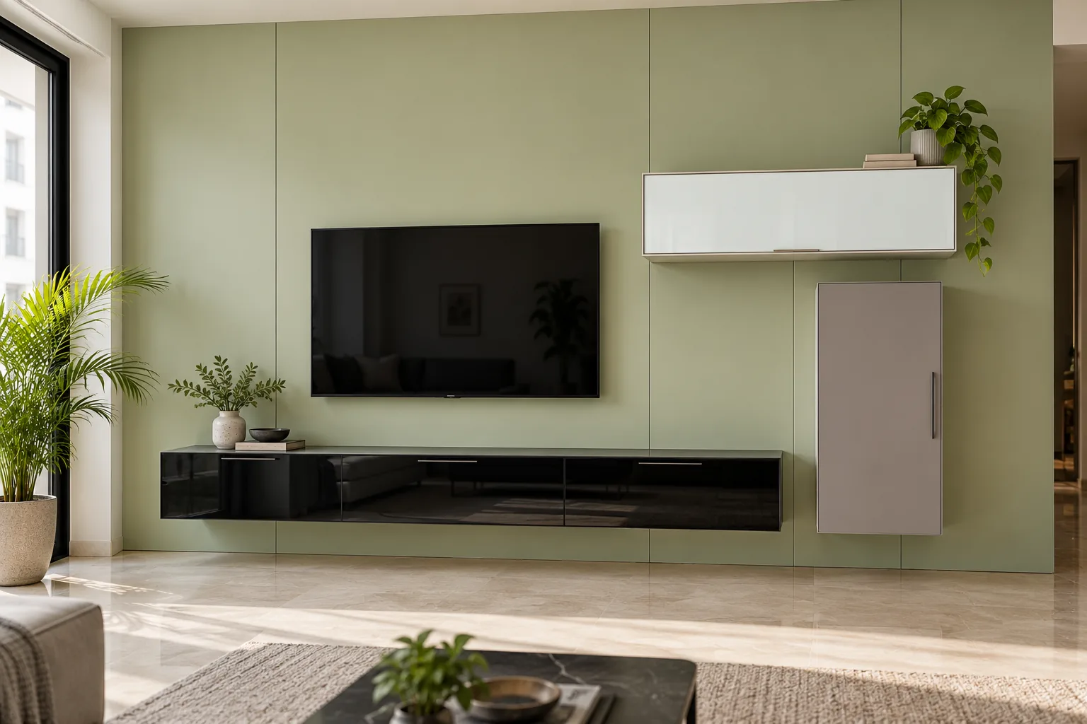 Aluminium Navy Horizontal TV Unit AI-generated design concept