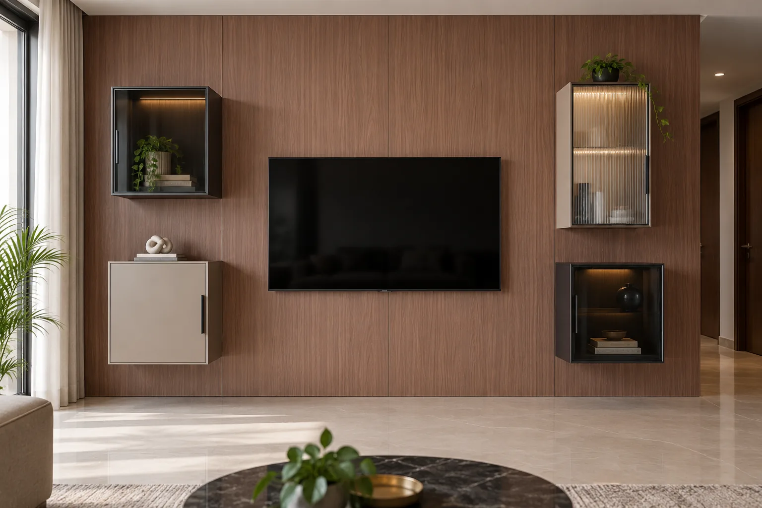 Aluminium Ribbed Horizontal TV Unit AI-generated design concept