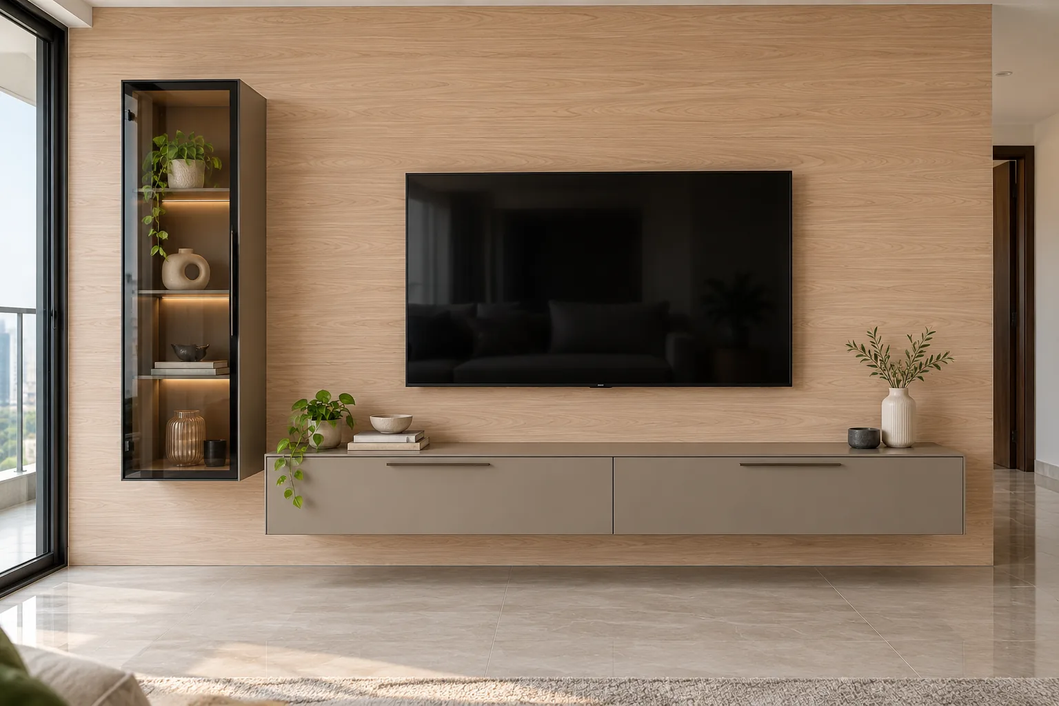 GI Clay Vertical TV Unit AI-generated design concept