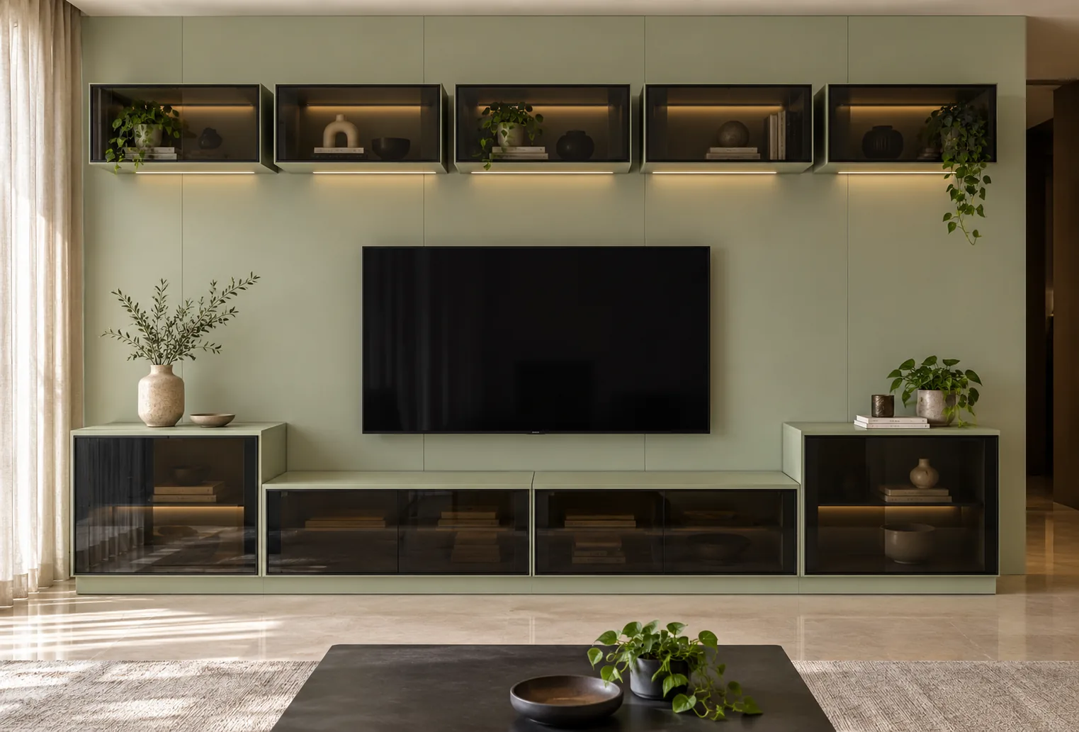 GI Stepped Row TV Unit AI-generated design concept
