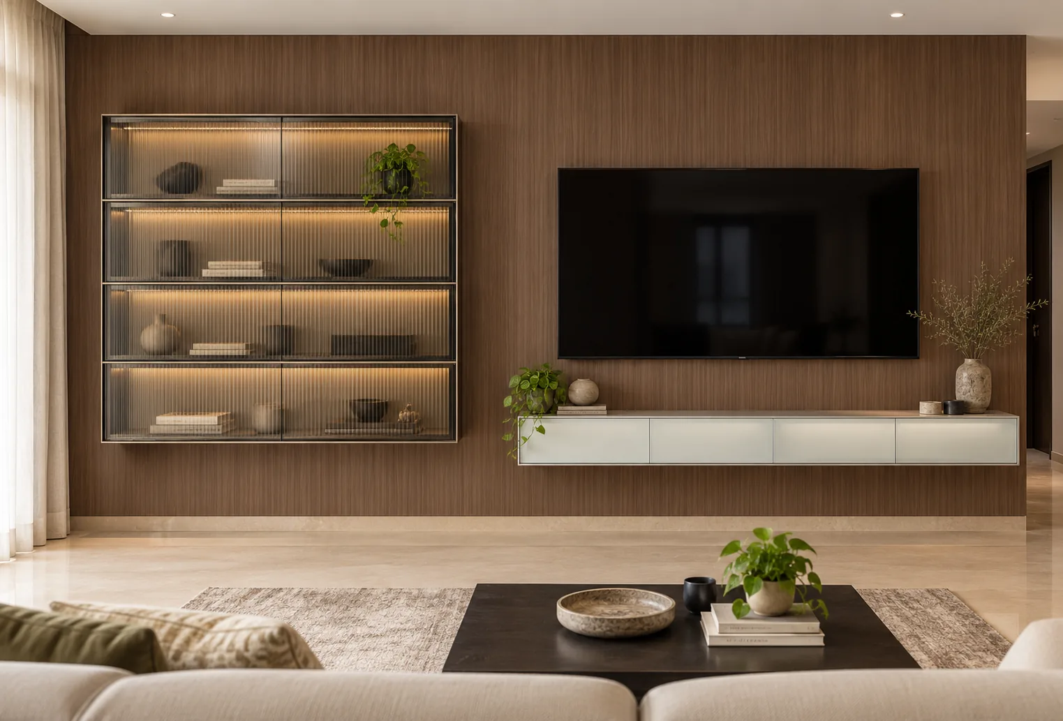 Aluminium Fluted Display TV Unit AI-generated design concept