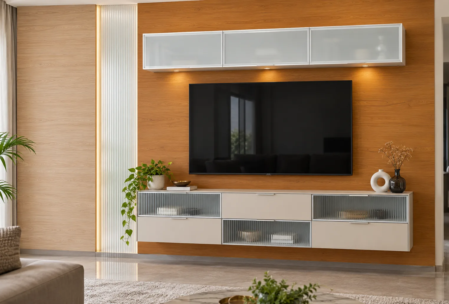 Aluminium Bridge Grid TV Unit AI-generated design concept