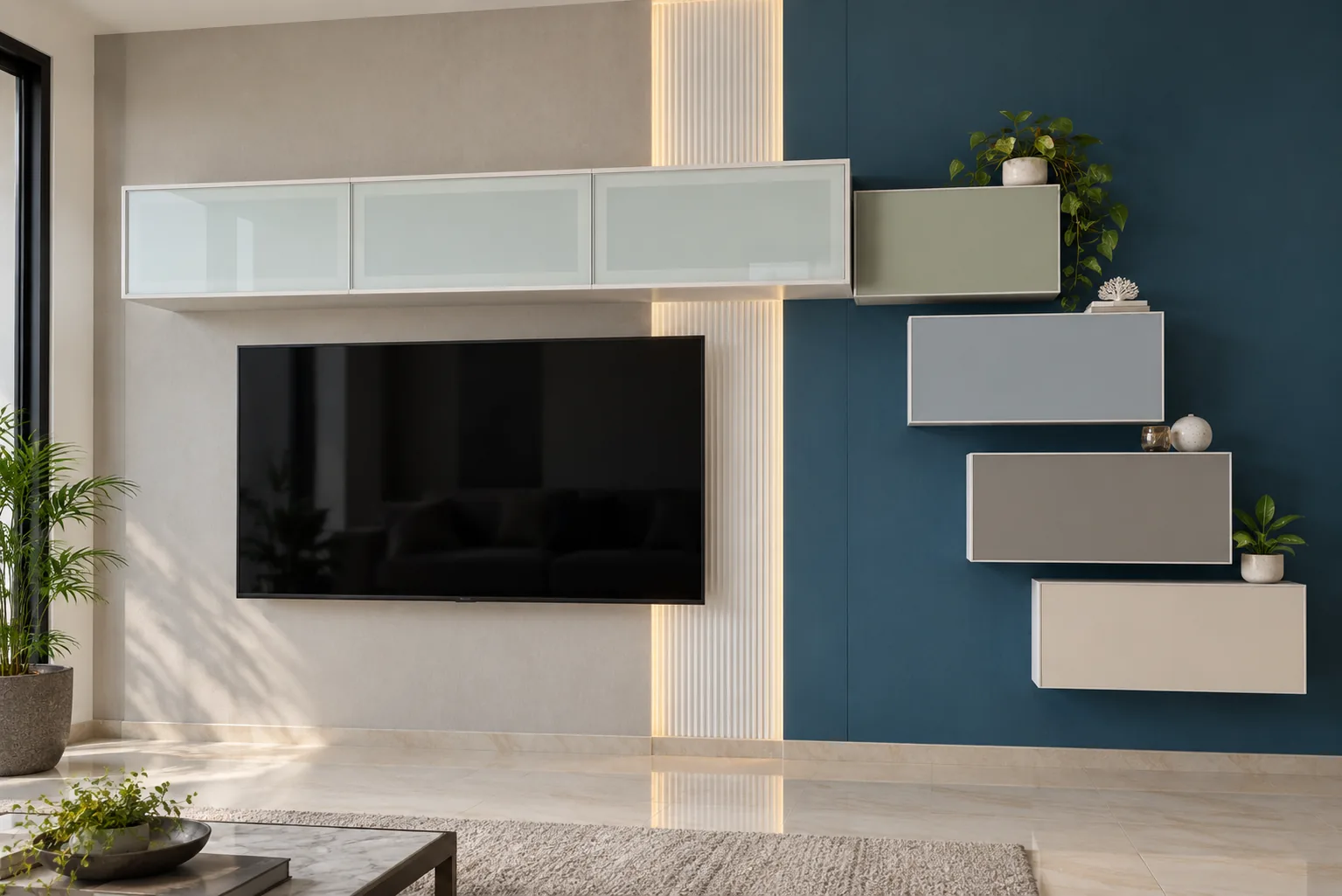 GI Bridge Stepped TV Unit AI-generated design concept