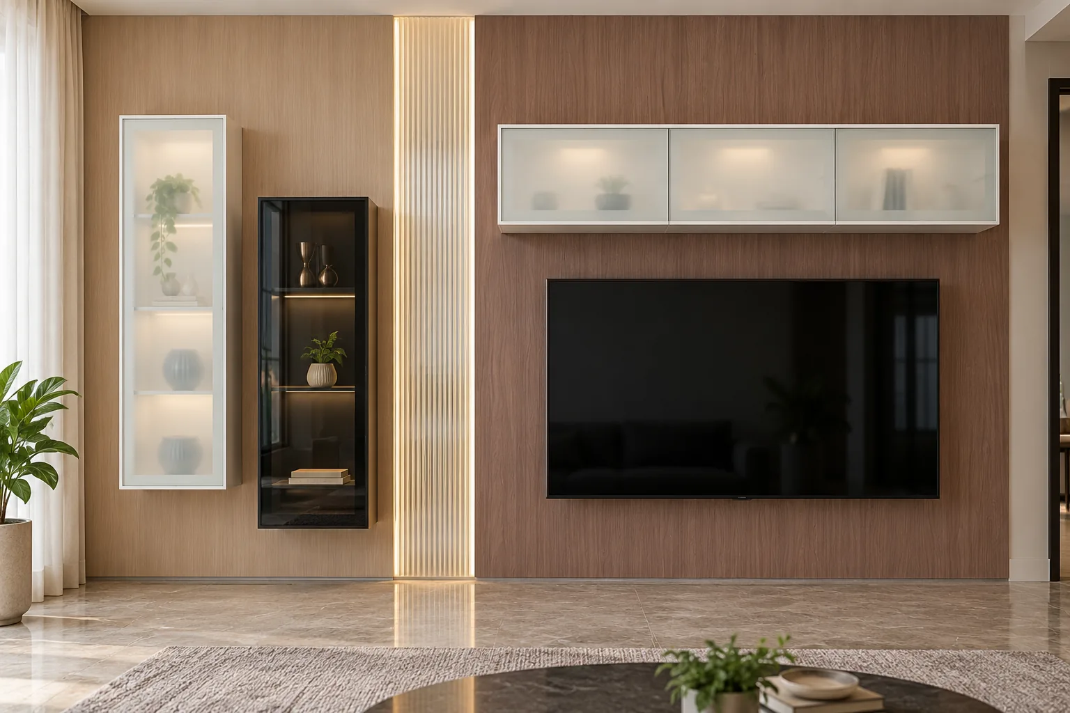 Aluminium Bridge Cuboid TV Unit AI-generated design concept