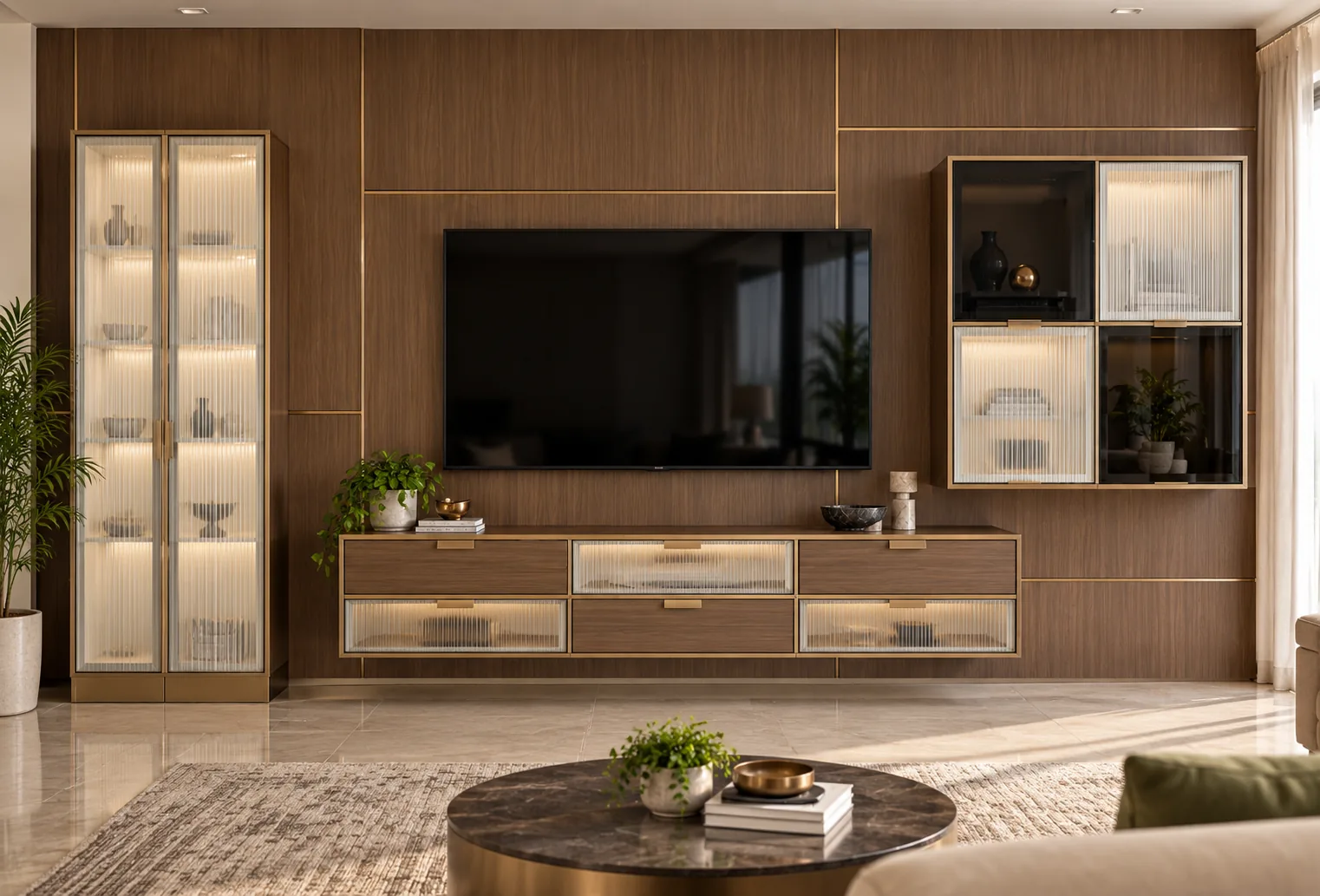 GI Grid Recessed TV Unit AI-generated design concept