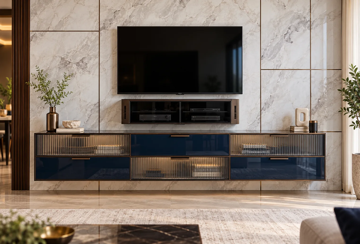 Aluminium Grid Media TV Unit AI-generated design concept