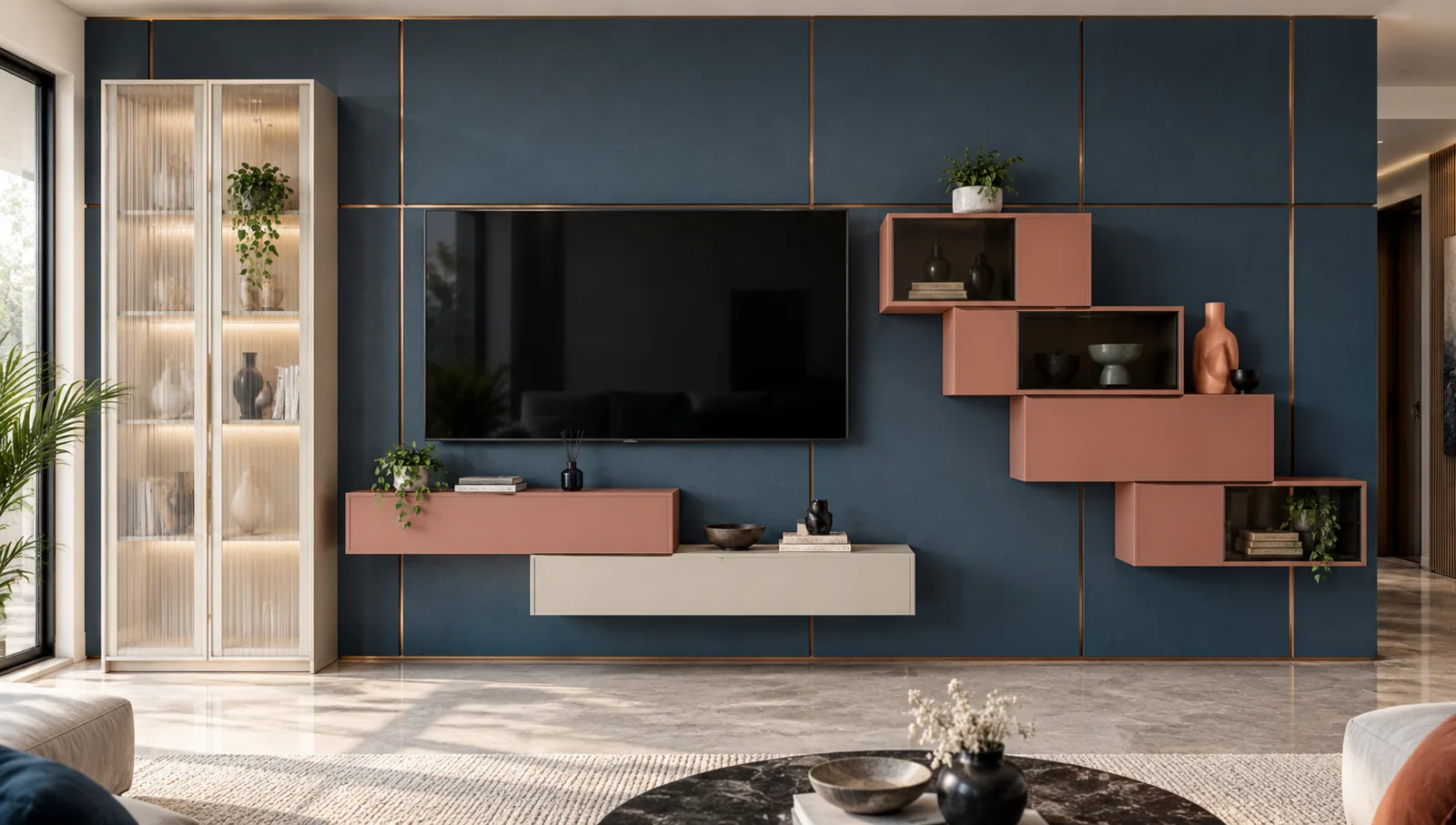 GI Stepped Double TV Unit AI-generated design concept