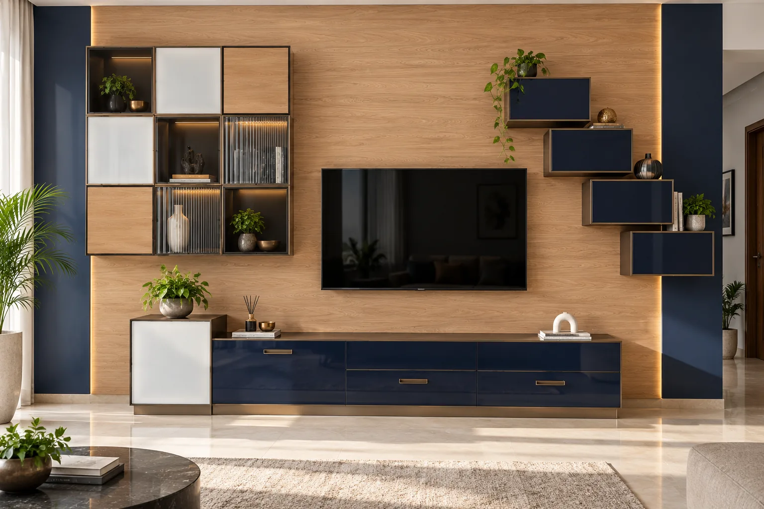 GI Stepped Display TV Unit AI-generated design concept