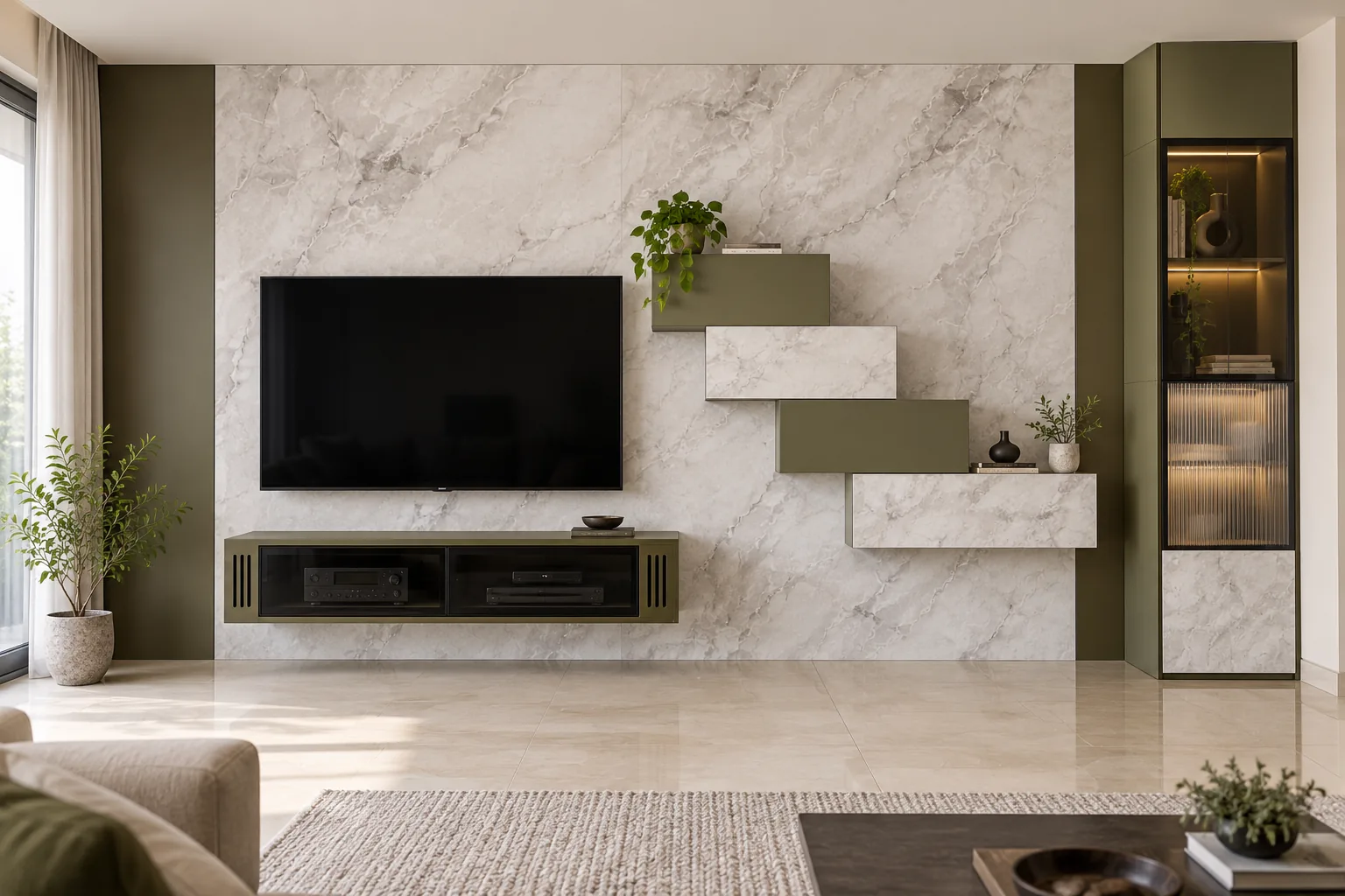 Aluminium Stepped Media TV Unit AI-generated design concept