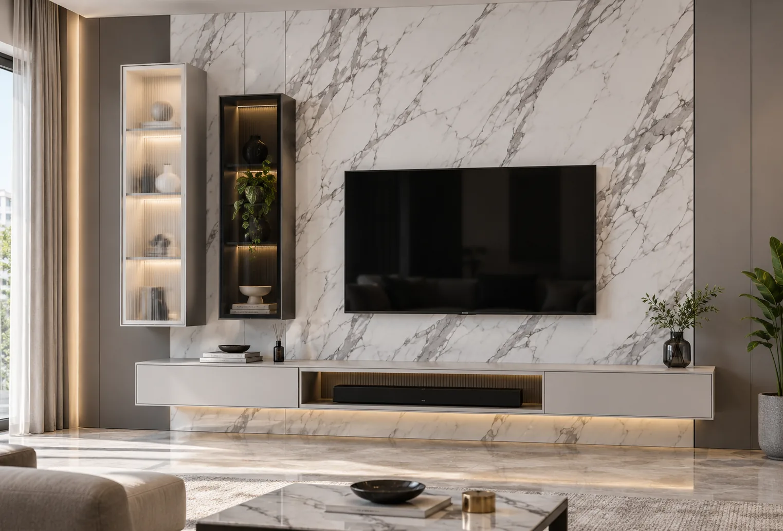 GI Cuboid Slim TV Unit AI-generated design concept