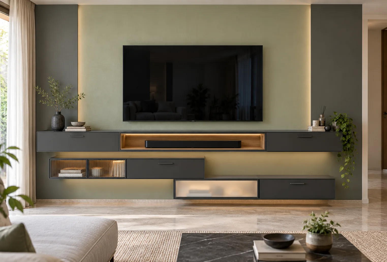 Aluminium Slim Double TV Unit AI-generated design concept