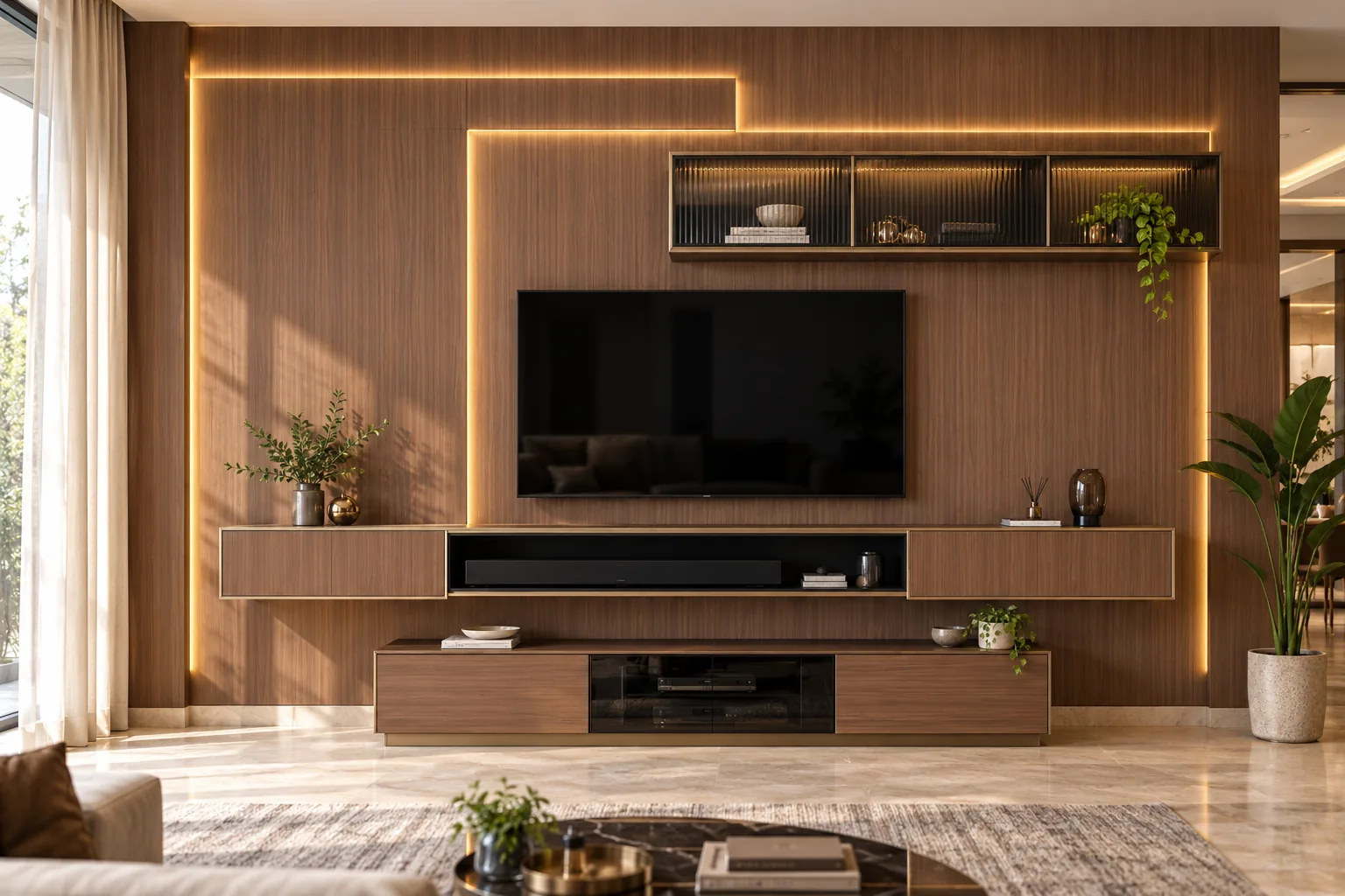 GI Slim Fluted TV Unit AI-generated design concept