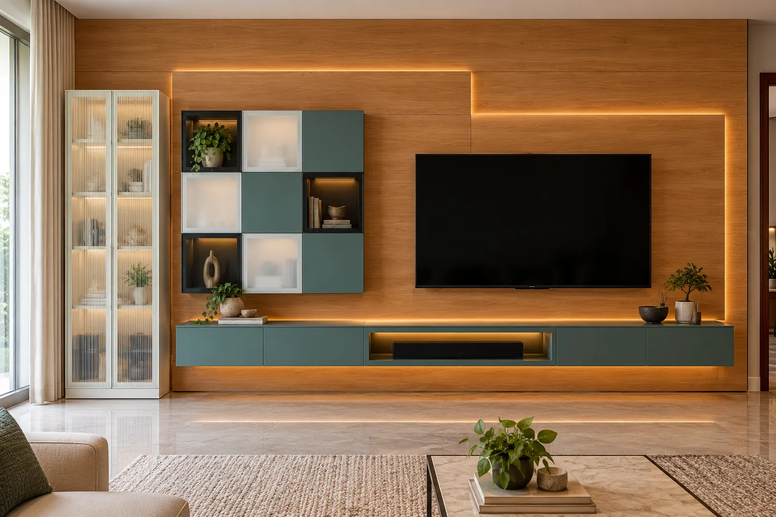 Aluminium Slim Display TV Unit AI-generated design concept