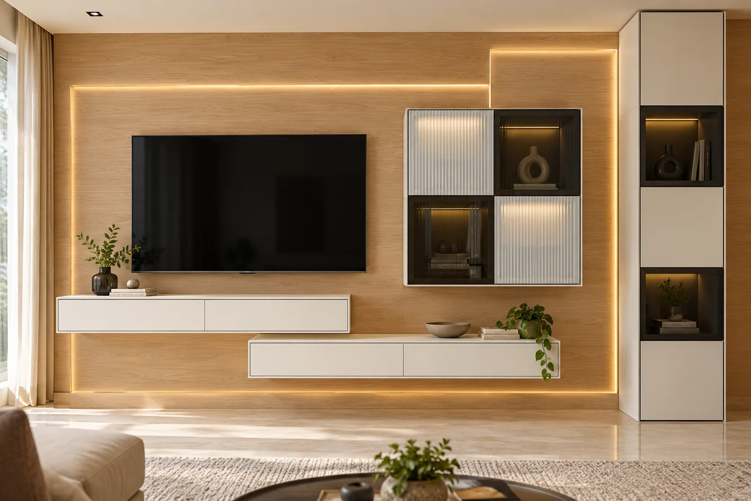 GI Recessed Double TV Unit AI-generated design concept