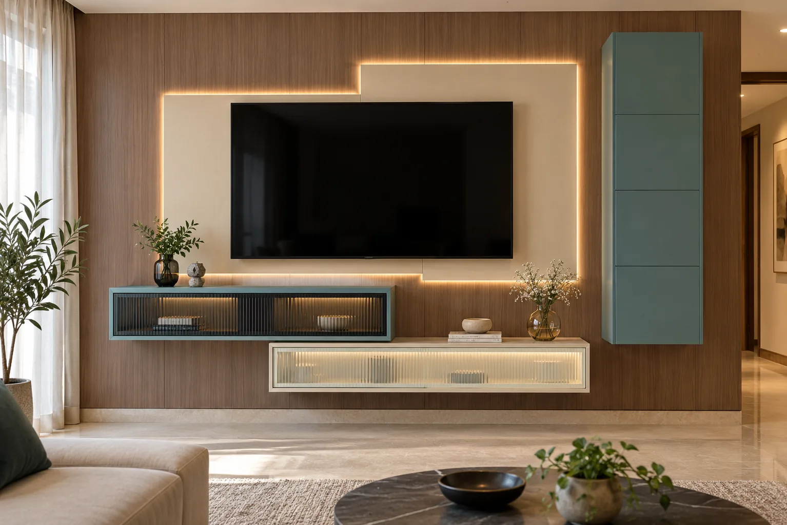 GI Tall Double TV Unit AI-generated design concept