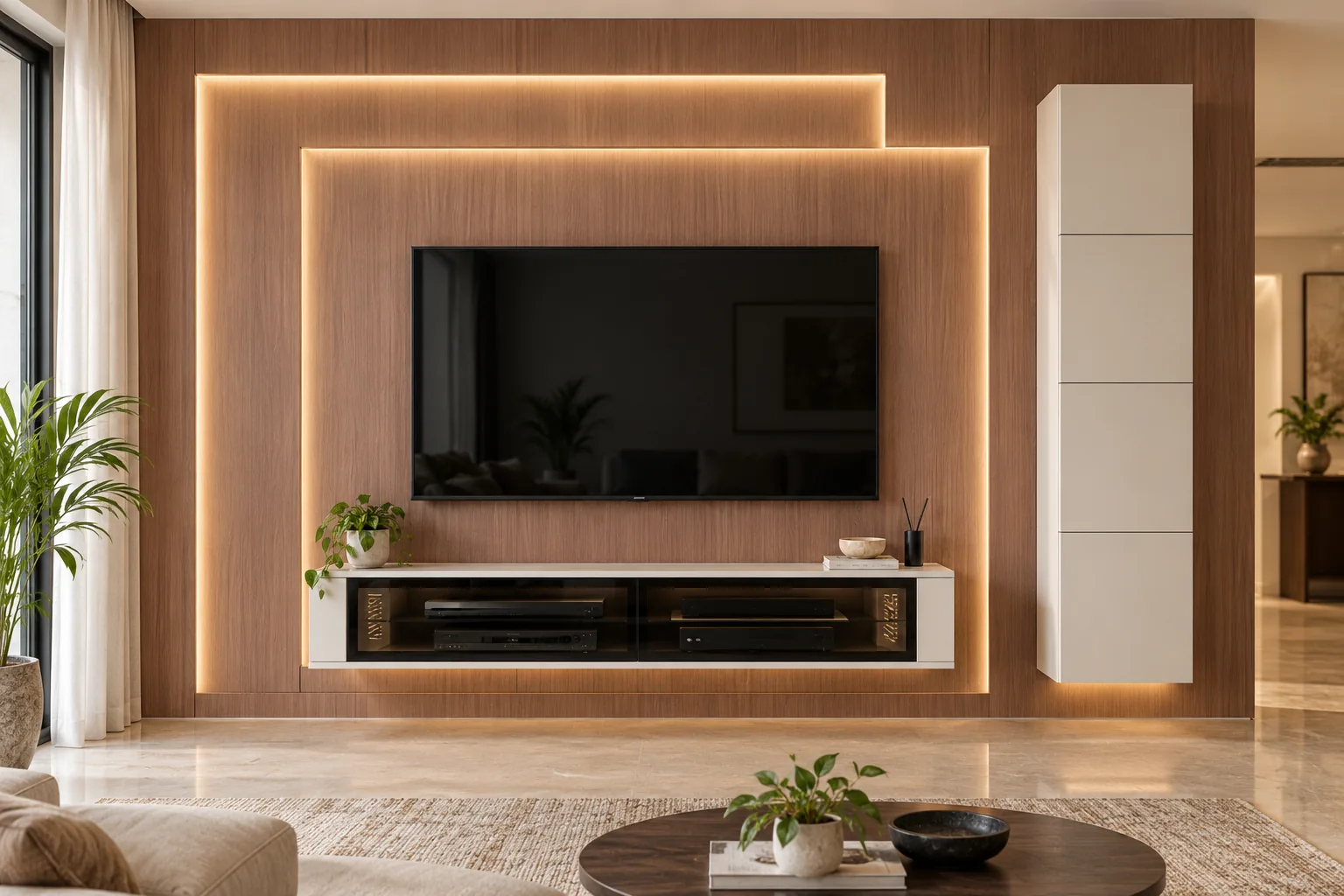 Aluminium Tall Media TV Unit AI-generated design concept