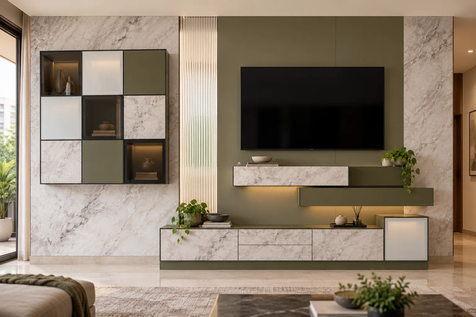 Aluminium Double Display TV Unit AI-generated design concept