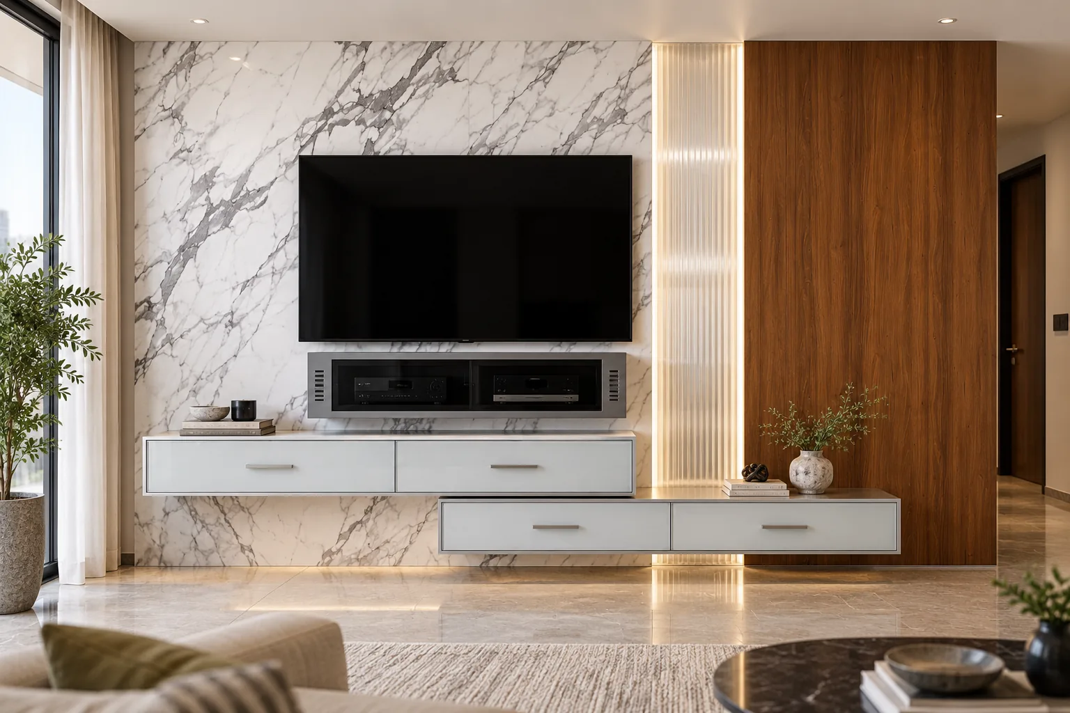 GI Double Media TV Unit AI-generated design concept
