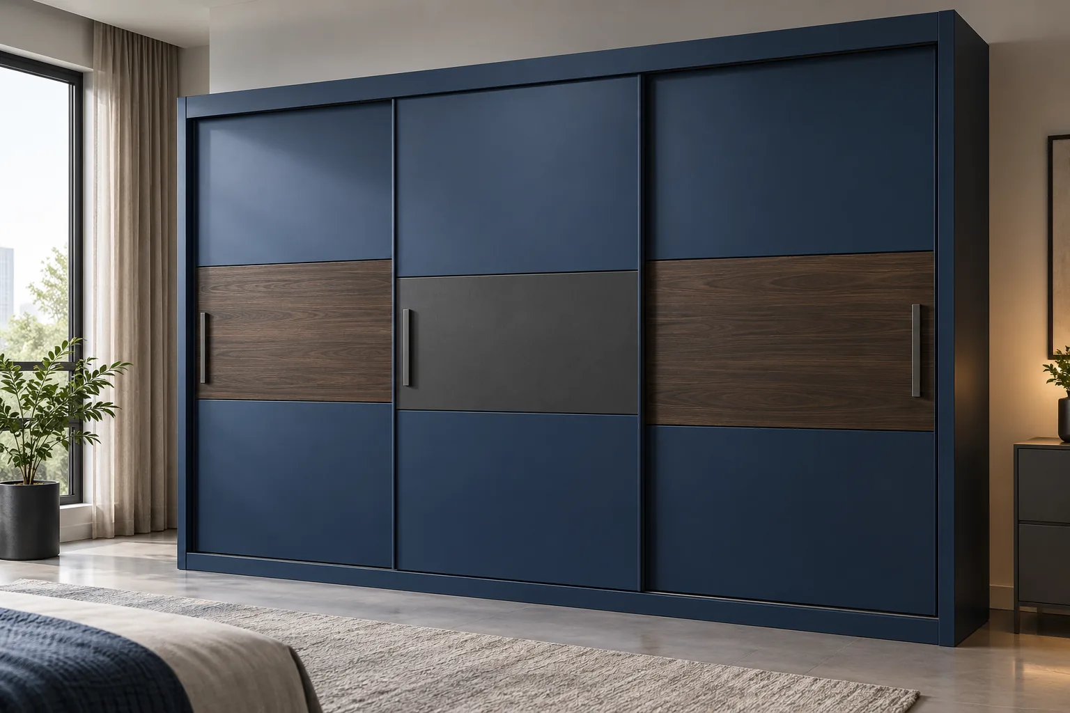 GI Indigo Sliding Wardrobe with Wood Bands concept
