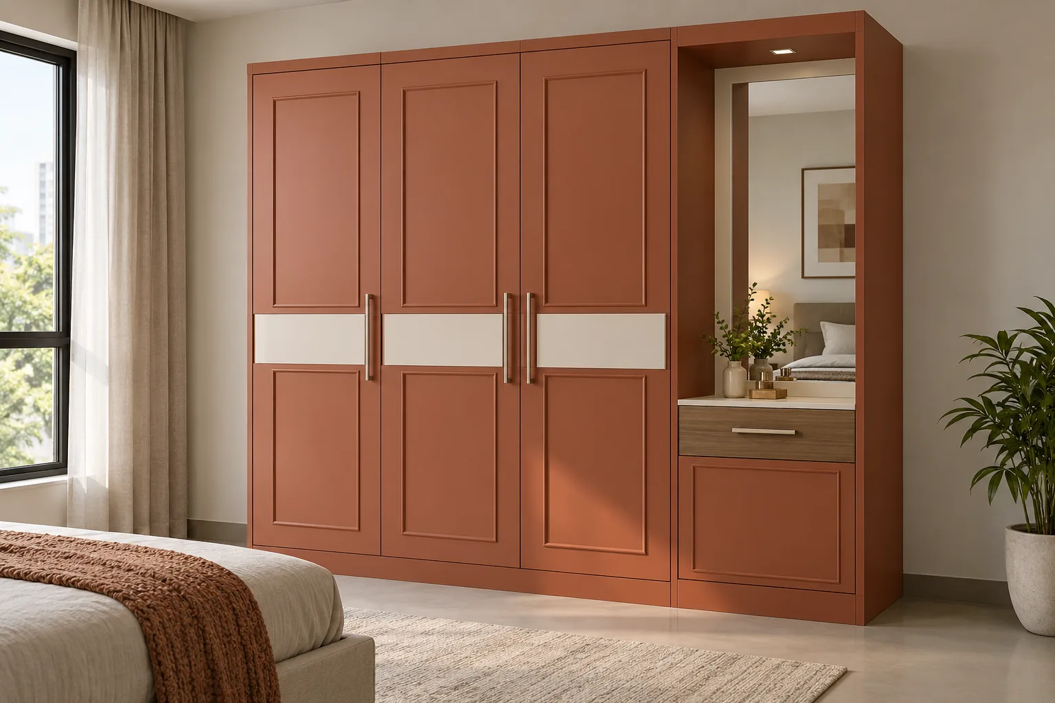 GI Terracotta Wardrobe with Dressing Niche — concept render