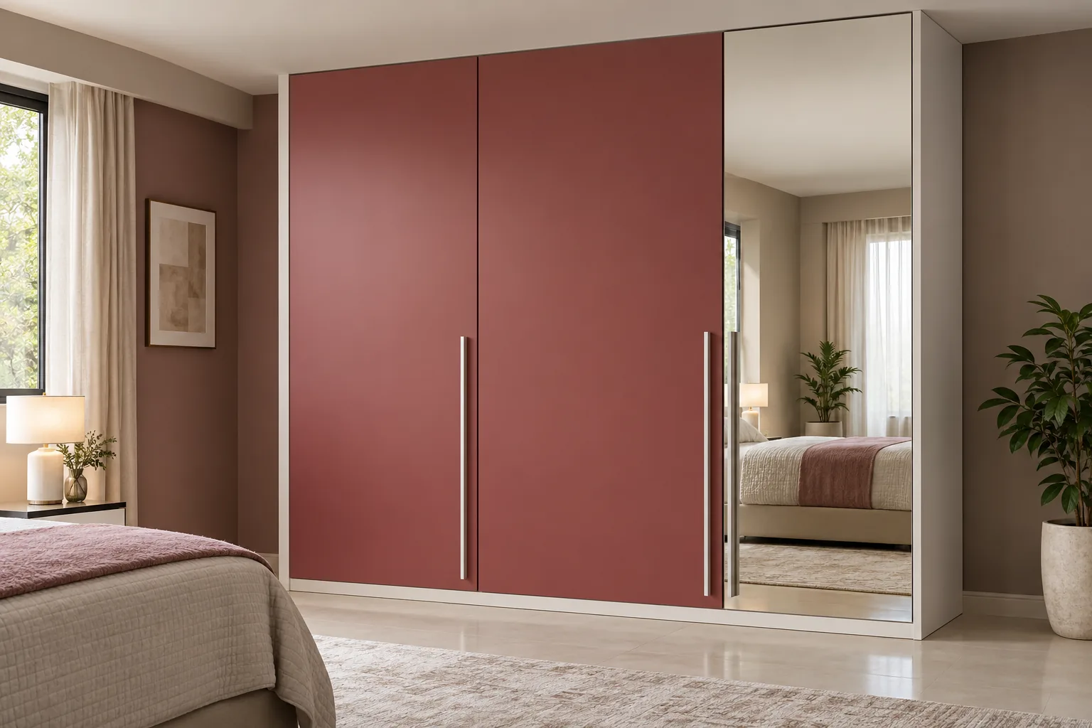 Aluminium Rose Guest Wardrobe with Mirror — concept render