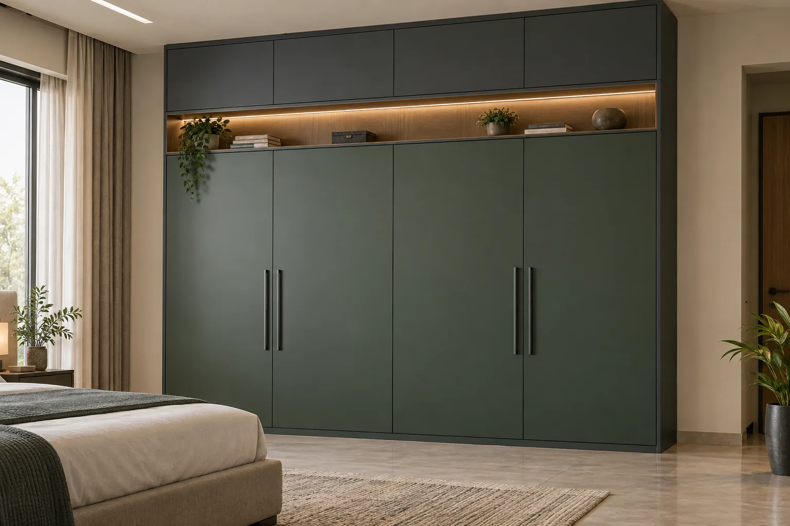 GI Dark Green Loft Wardrobe with Open Niche — concept render