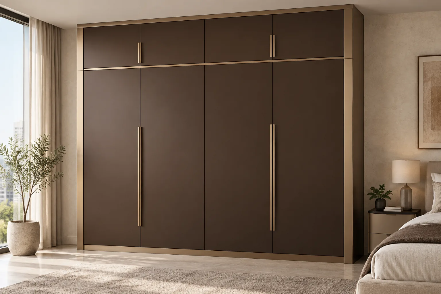 GI Chocolate Loft Wardrobe with Champagne Frame — concept render