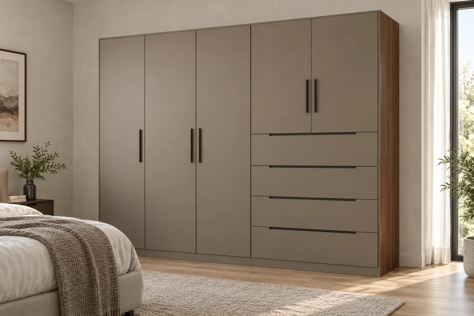 GI Taupe Drawer Wall Wardrobe concept