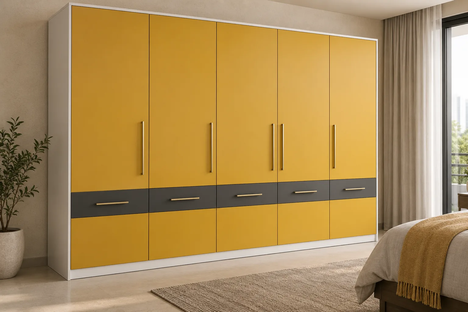 Aluminium Mustard Ribbon Drawer Wardrobe concept