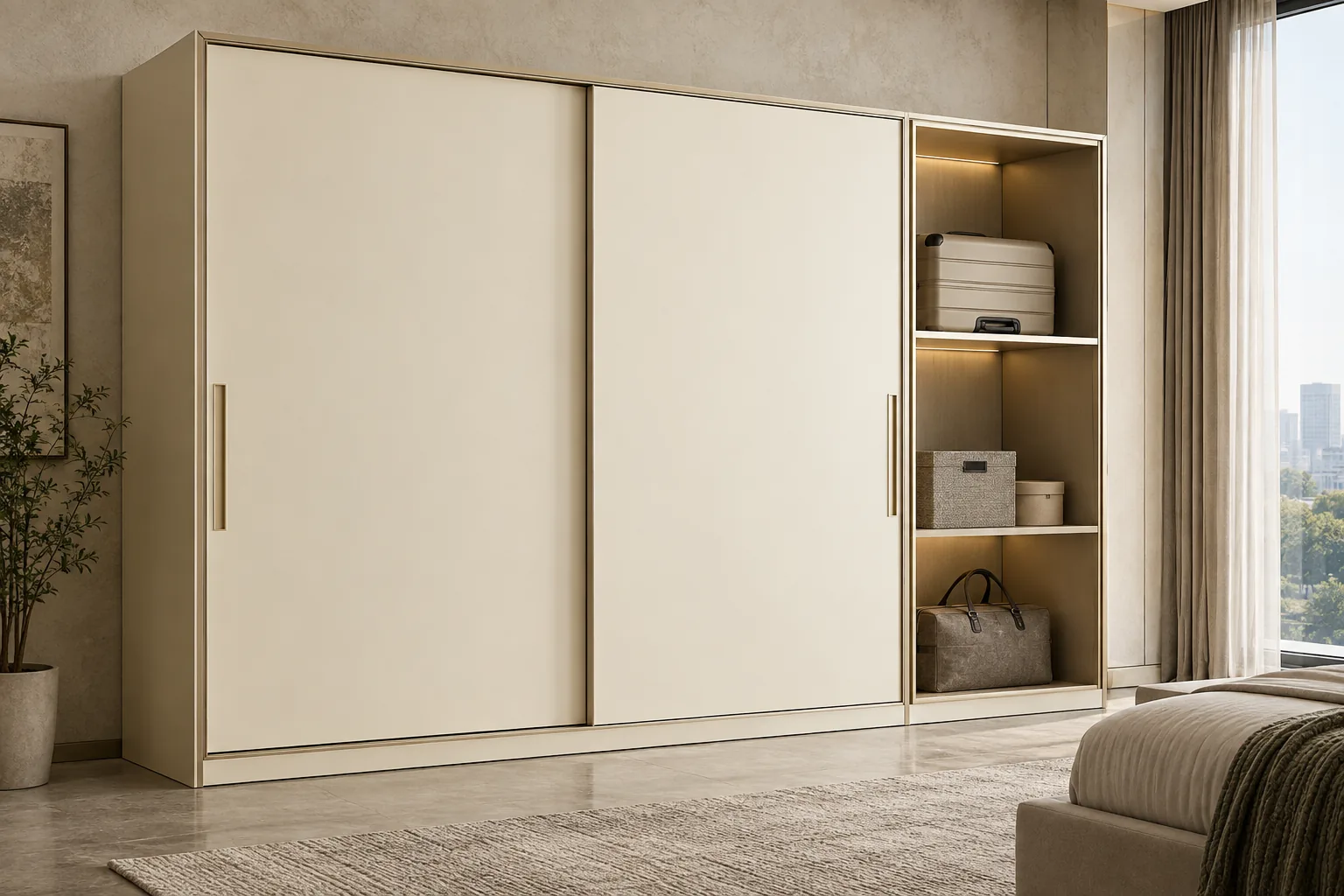 GI Cream Luggage Tower Wardrobe concept