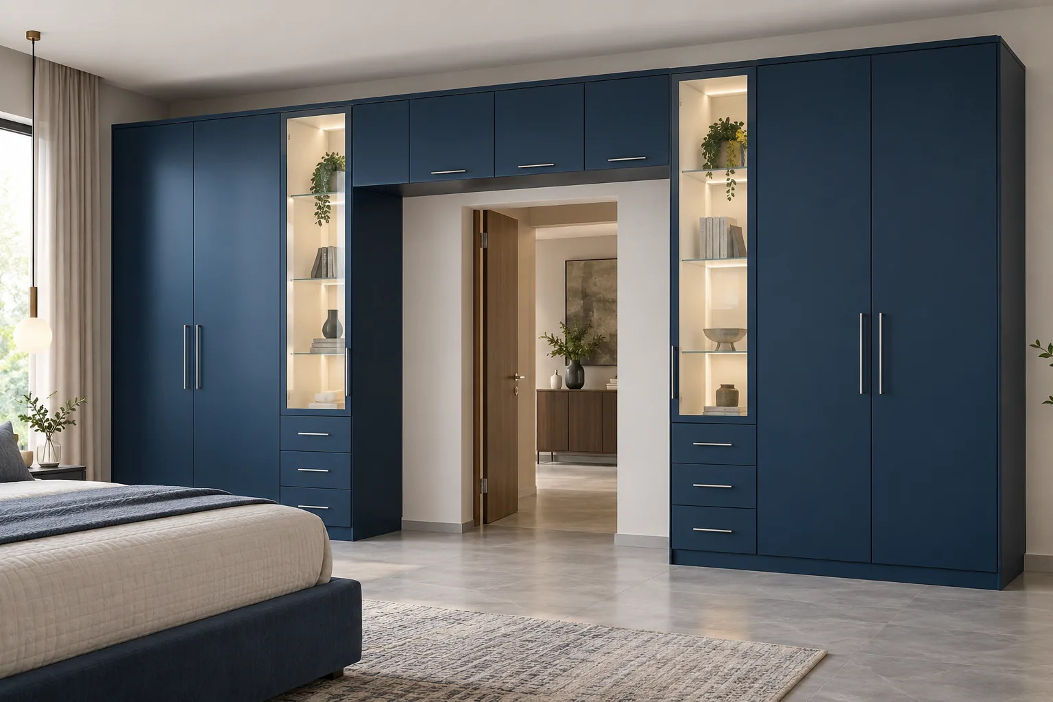 Aluminium Navy Doorway Surround Wardrobe — concept render