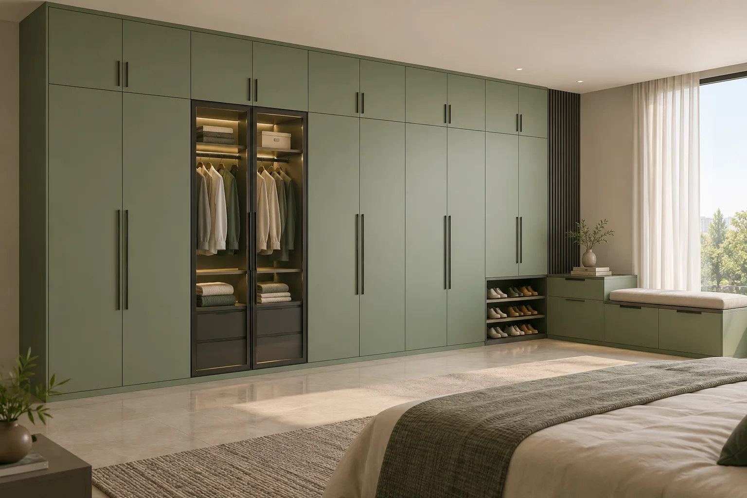 GI Pistachio Bench Loft Wardrobe — concept render
