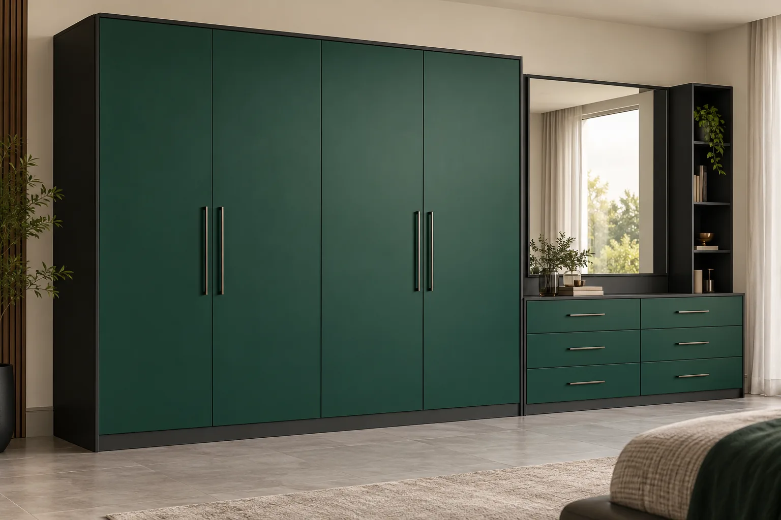 Aluminium Emerald Dressing Mirror Wardrobe design concept