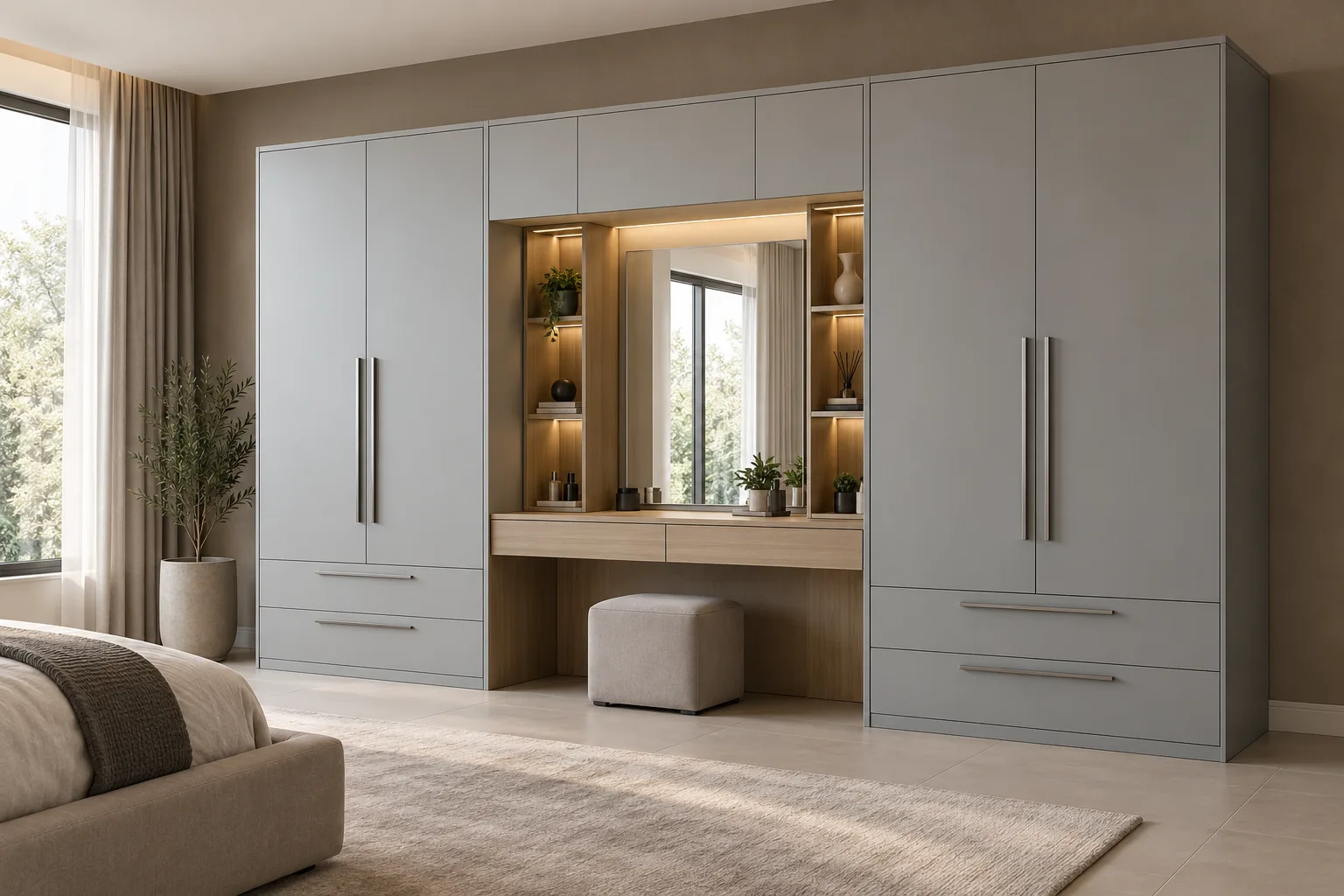 GI Grey Seated Dressing Wardrobe — concept render