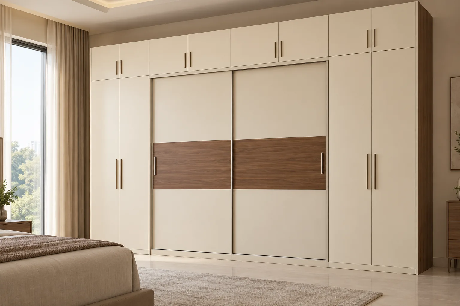 Aluminium Cream Hybrid Loft Wardrobe — concept render