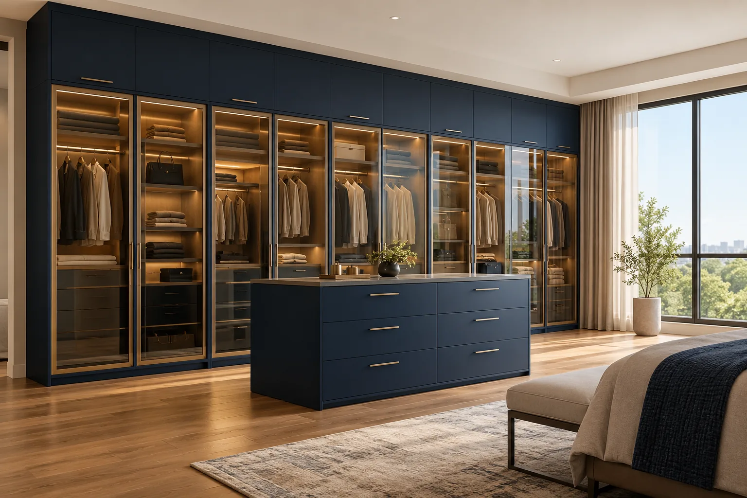 GI Navy Glass Island Wardrobe — concept render