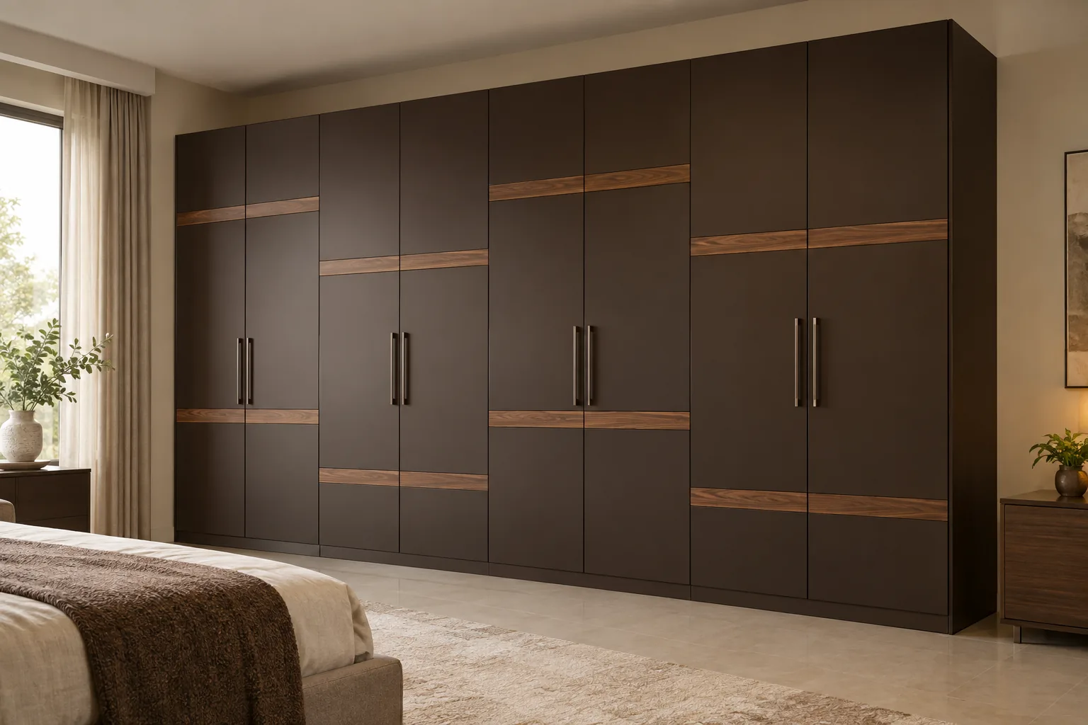 Aluminium Chocolate Staggered Band Wardrobe — concept render