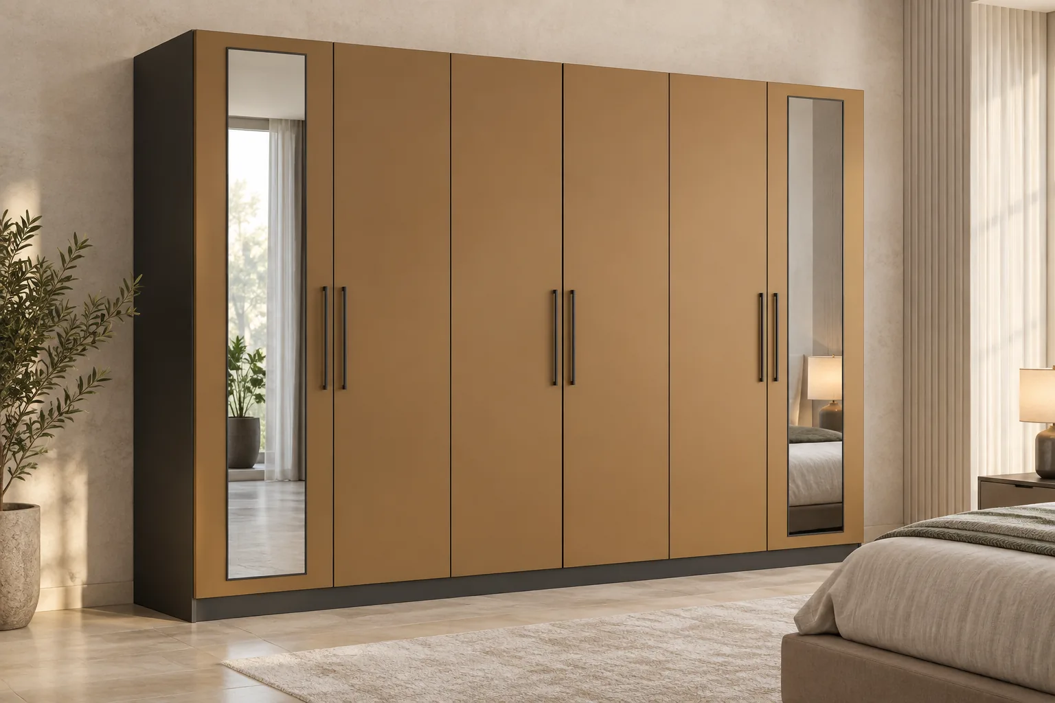 Aluminium Ochre End Mirror Wardrobe — concept render
