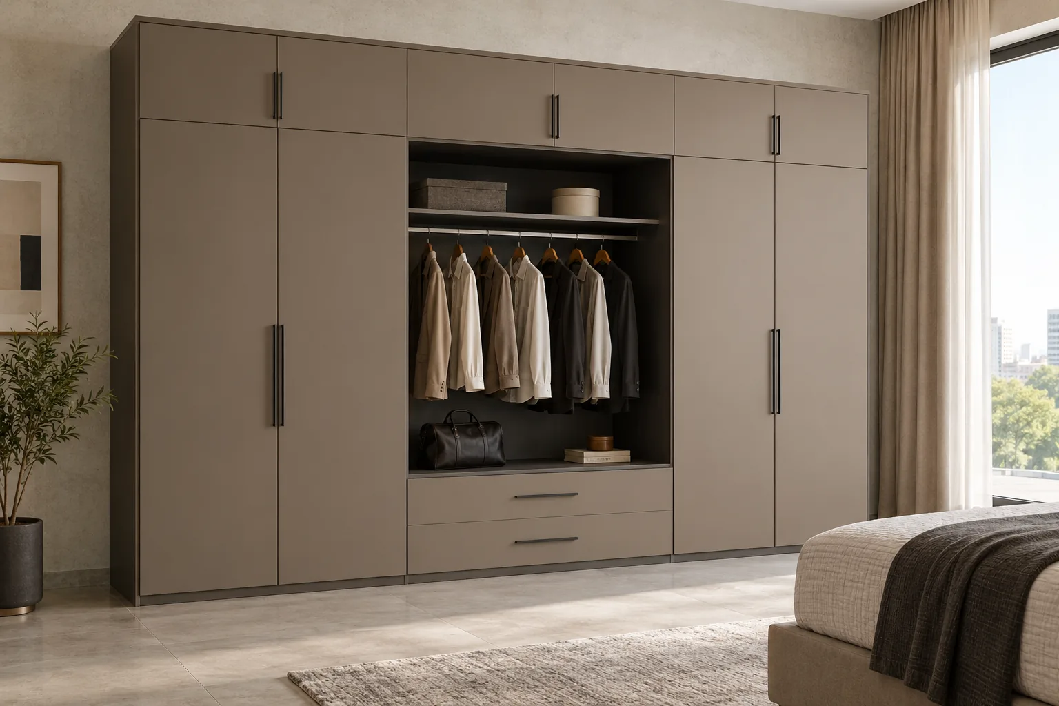 GI Taupe Hanging Loft Wardrobe — concept render