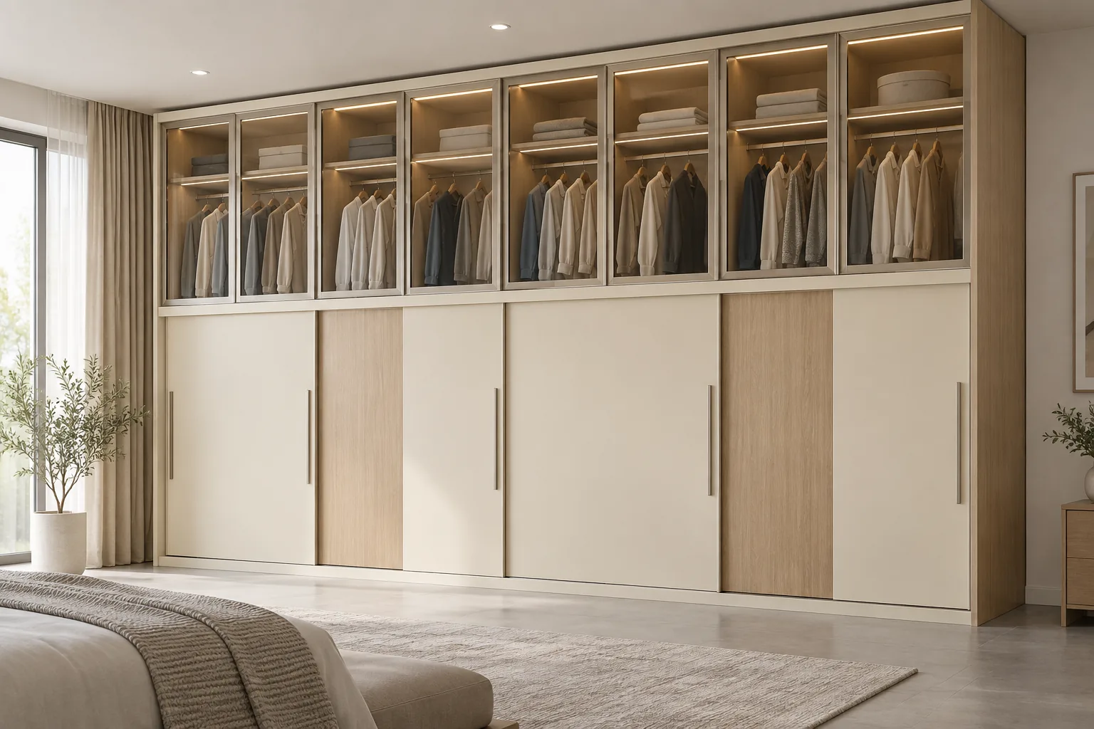 GI Cream Glass Oak Wardrobe — concept render
