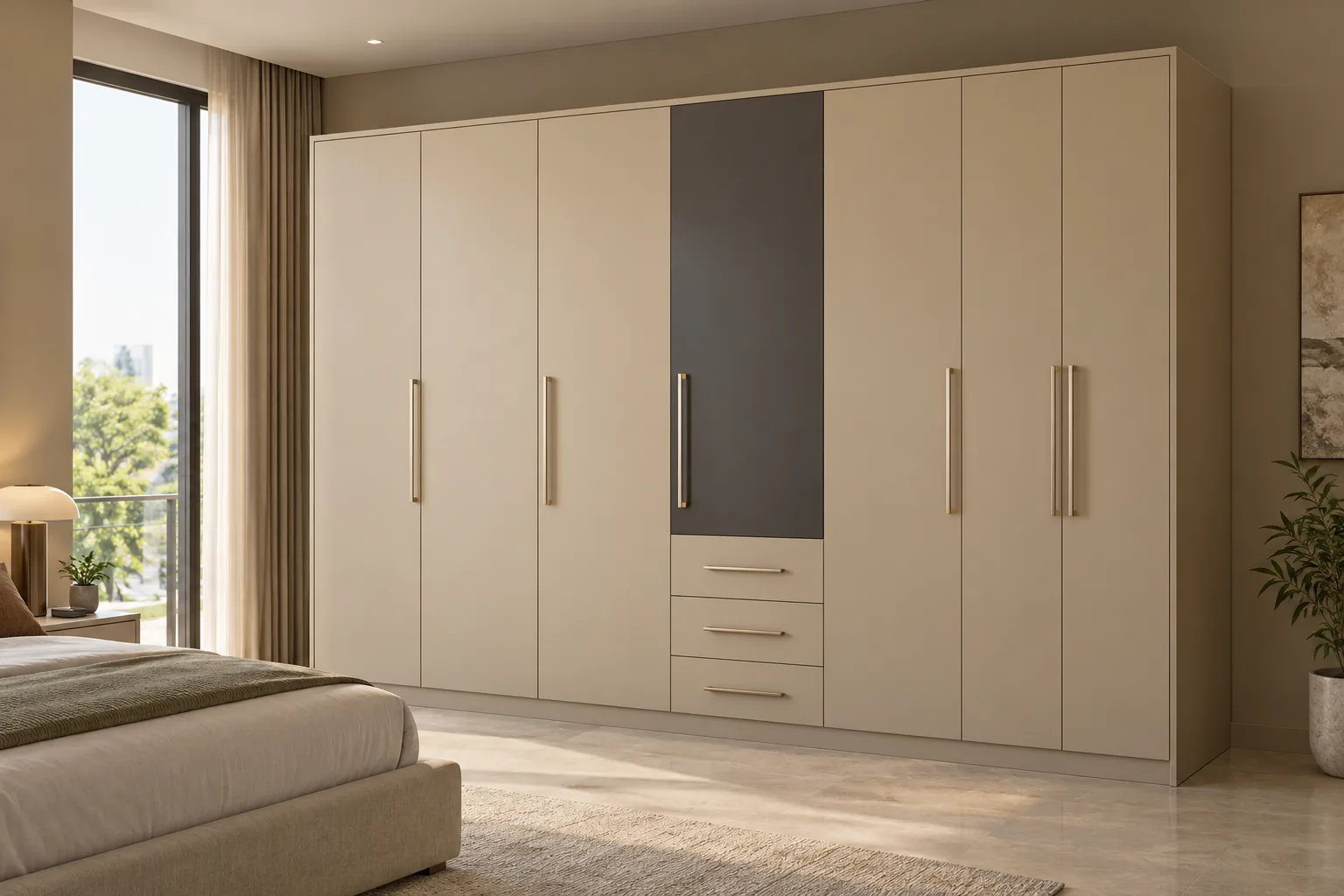 GI Cream Centre Drawer Wardrobe — concept render