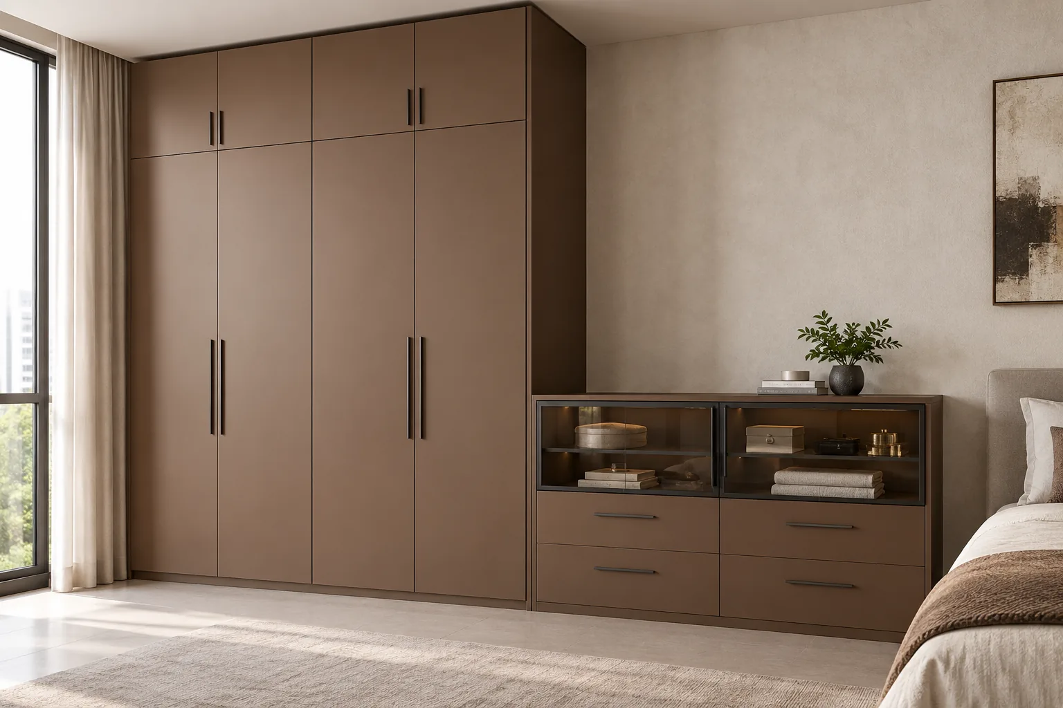 GI Taupe Glass Dresser Wardrobe — concept render