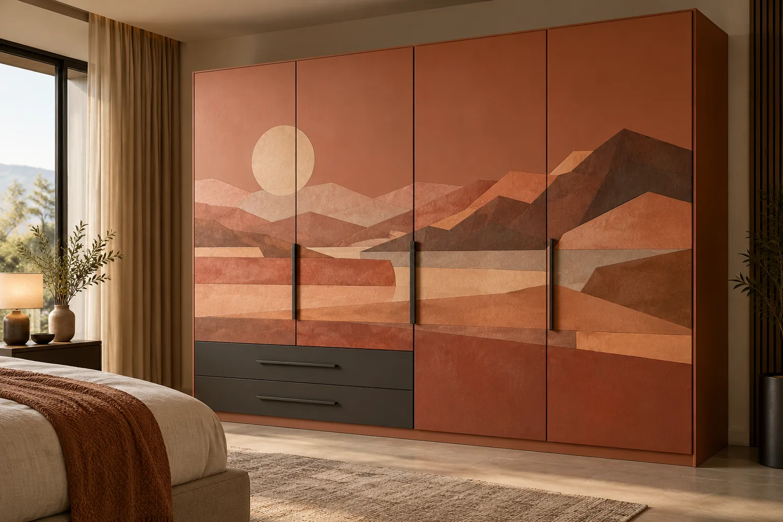 GI Terracotta Painted Wardrobe — concept render