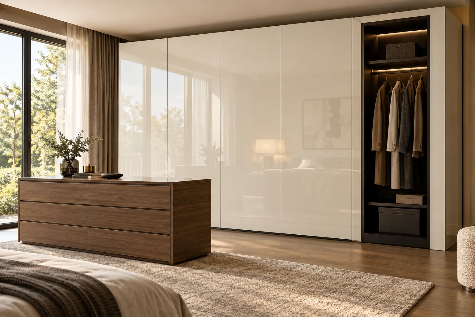 Aluminium Ivory Glossy Island Wardrobe — concept render