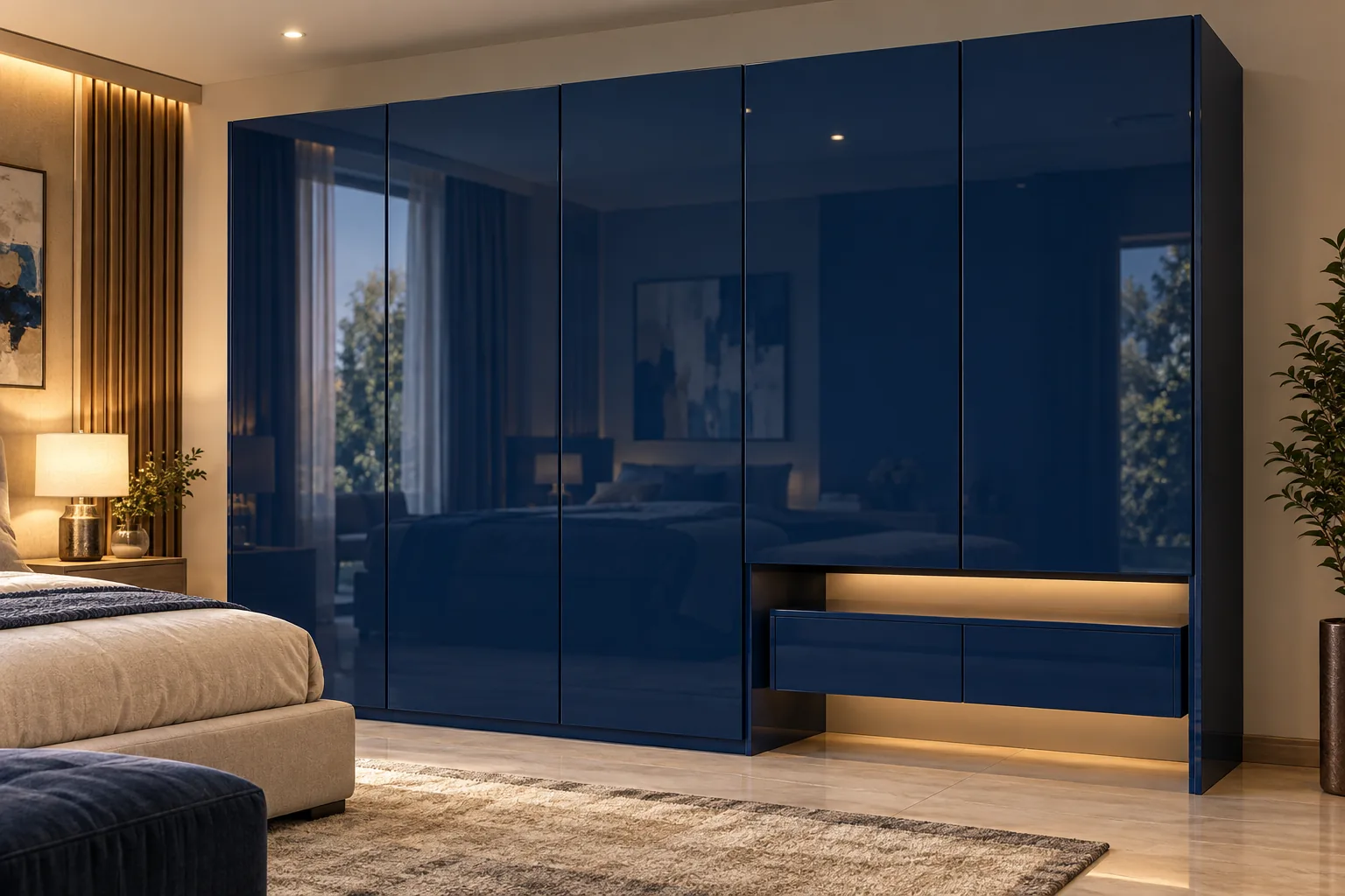 GI Indigo Acrylic Wardrobe — concept render