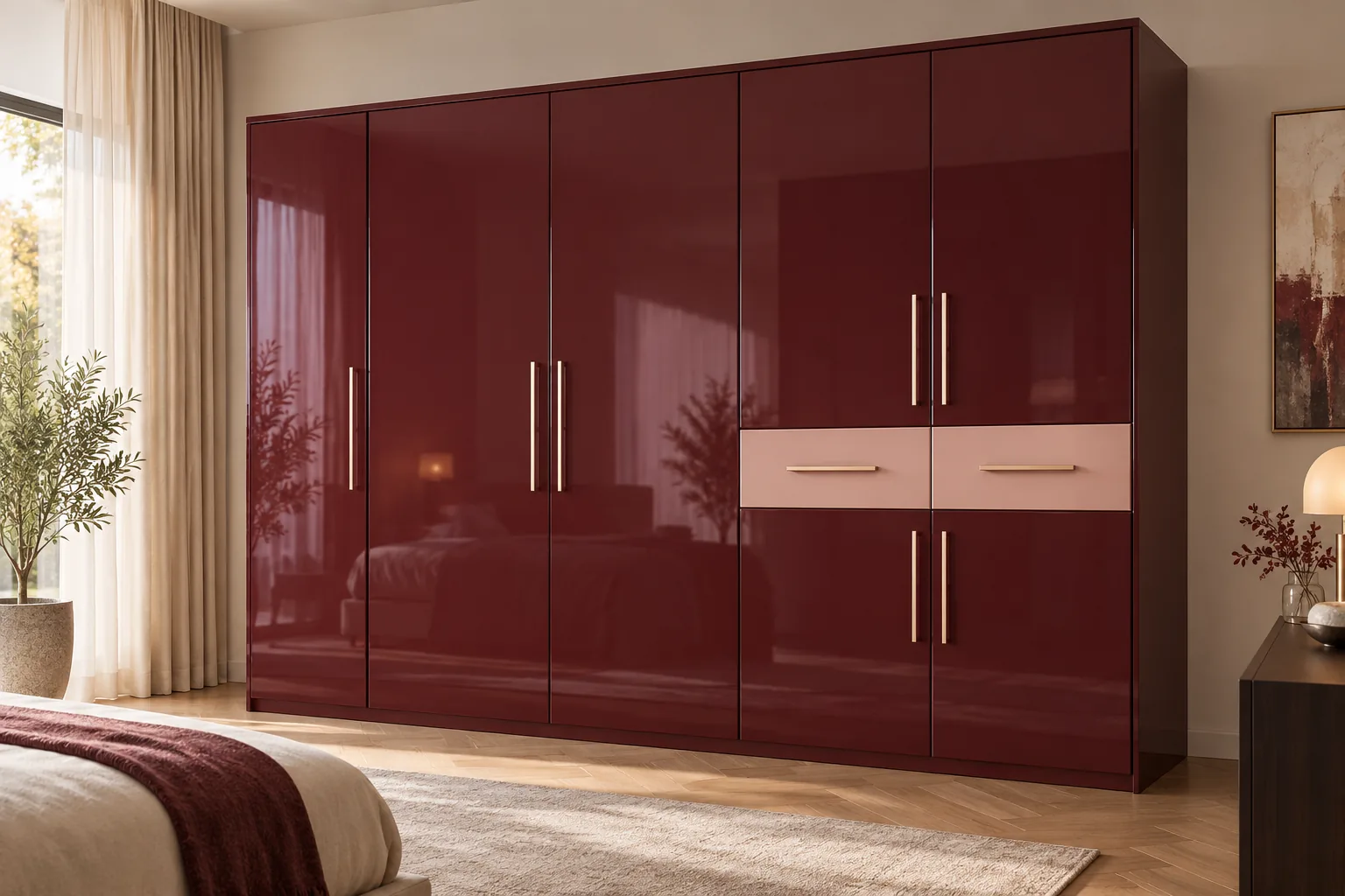 GI Burgundy Glossy Wardrobe — concept render