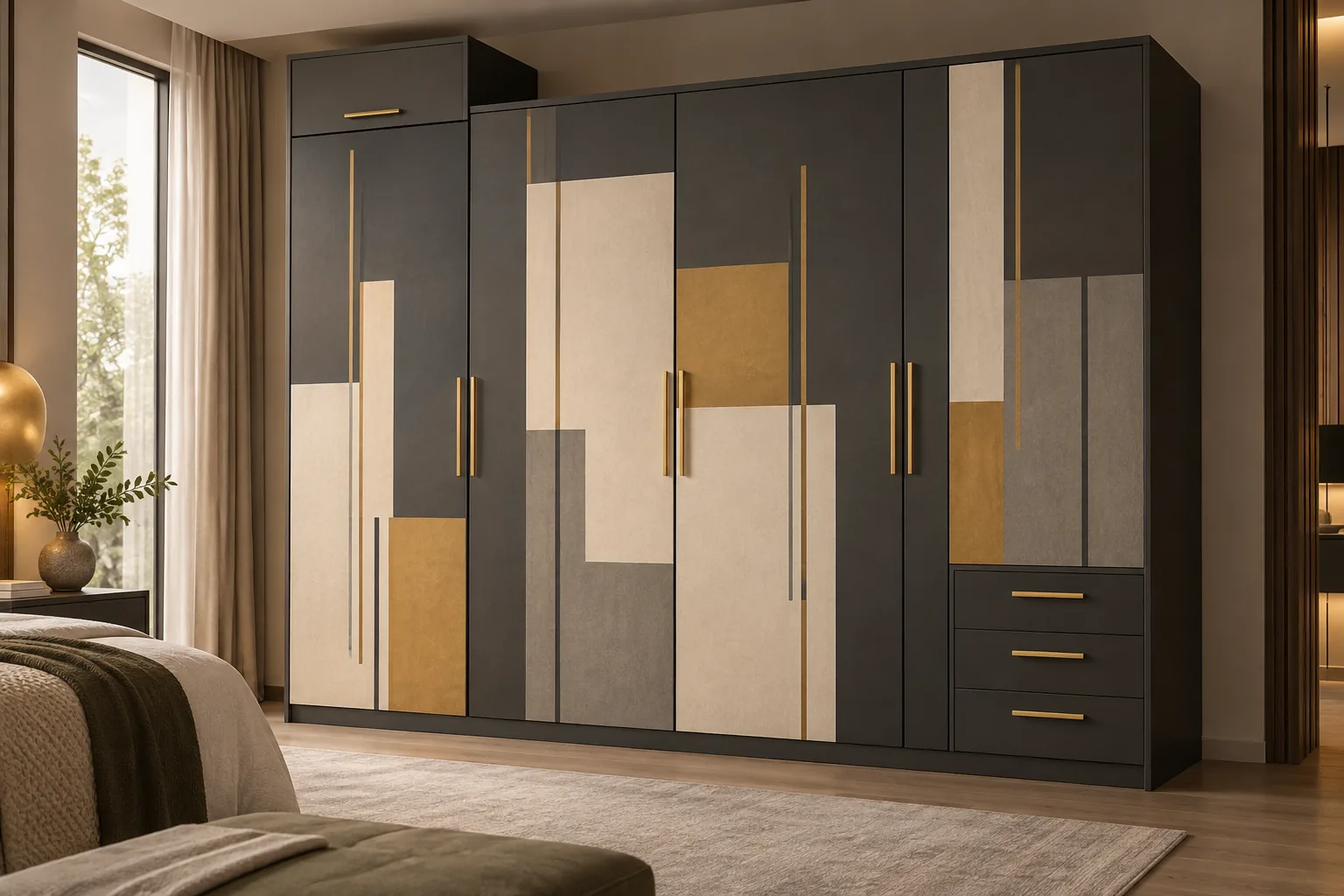 Aluminium Charcoal Painted Wardrobe — concept render